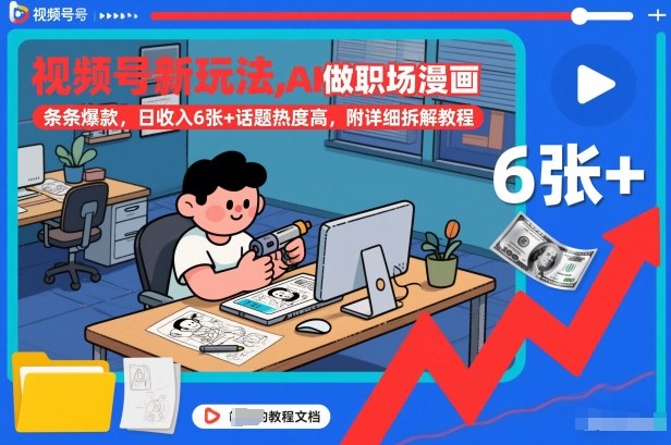 视频号新玩法，AI做职场漫画，条条爆款，日收入6张+话题热度高，附详细拆解教程-创客联盟