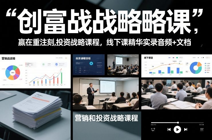 创富战略课,赢在重注时刻,营销和投资战略课程,线下课精华实录音频+文档-创客联盟