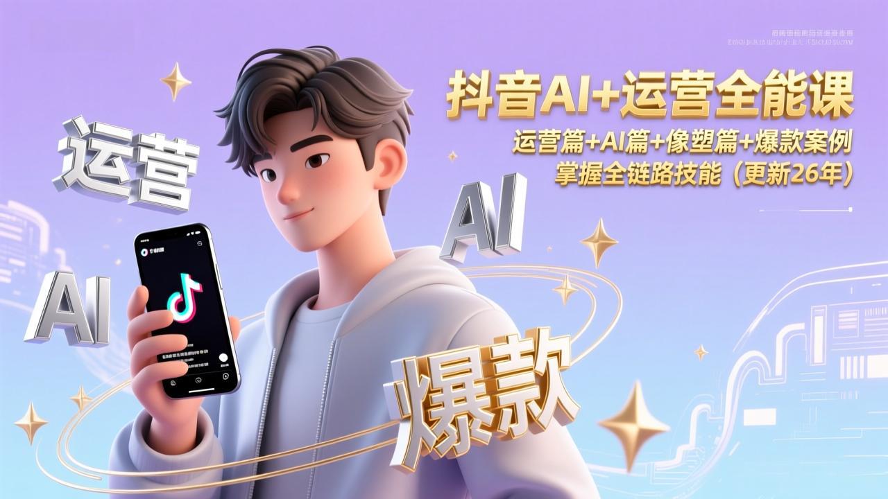 抖音AI+运营全能课，运营篇+AI篇+像塑篇+爆款案例，掌握全链路技能(更新26年-创客联盟