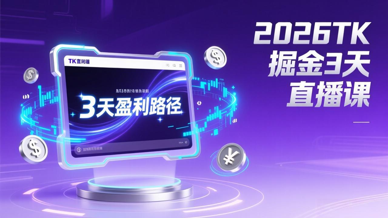 2026TK掘金直播课，起号涨粉+直播带货+商单变现+3天打通盈利路径，月入过万美金-创客联盟
