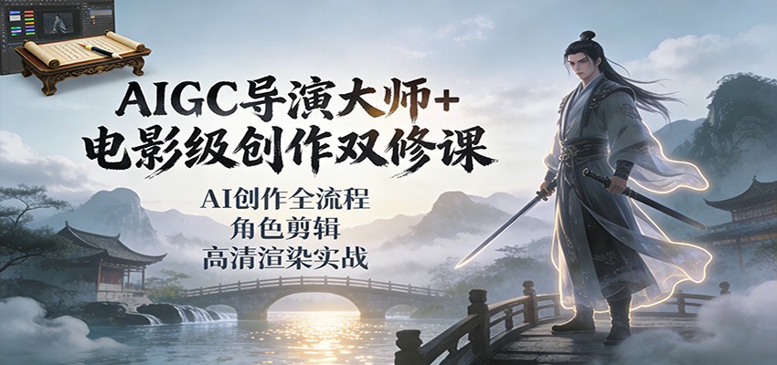 AIGC导演大师+电影级创作双修课：AI创作全流程、角色剪辑、高清渲染实战-创客联盟