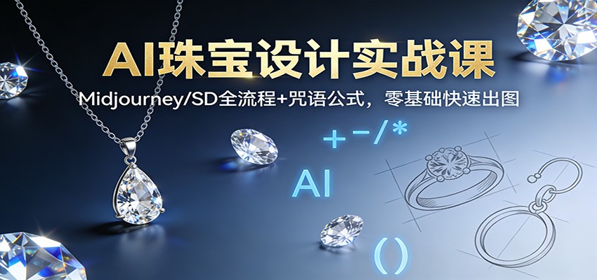 AI珠宝设计实战课：Midjourney/SD全流程+咒语公式，零基础快速出图-创客联盟