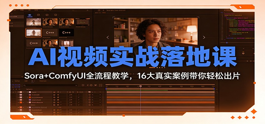 AI视频实战落地课：Sora+ComfyUI全流程教学，16大真实案例带你轻松出片-创客联盟