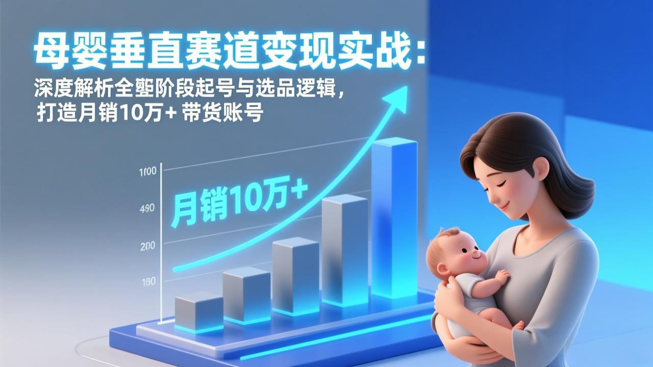 母婴垂直赛道变现实战：深度解析三大阶段起号与选品逻辑，打造月销10万+带货账号-灵感工坊云网创