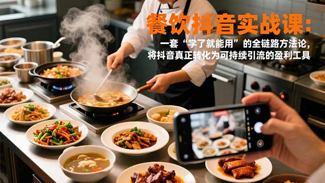 餐饮抖音实战课：一套“学了就能用”的全链路方法论，将抖音真正转化为可持续引流的盈利工具-创客联盟
