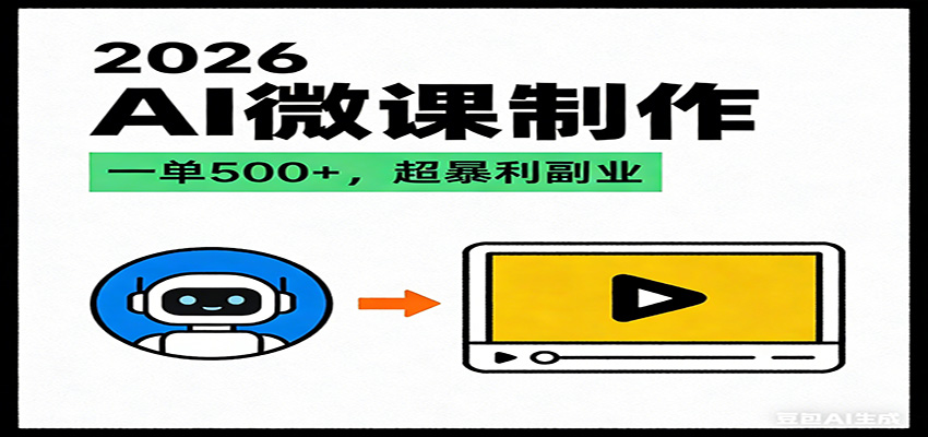 2026AI 风口最稳副业：微课代写制作，一单 500+，人人可做的蓝海项目-创客联盟