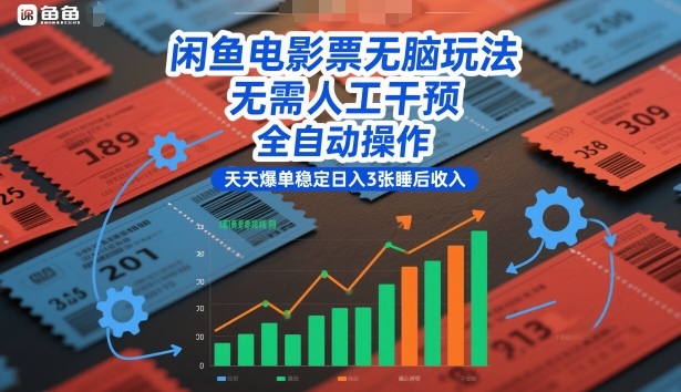 闲鱼电影票无脑玩法，无需人工干预，全自动操作，天天爆单稳定日入3张睡后收入【揭秘】-创客联盟