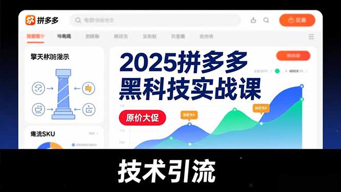 2025拼多多黑科技实战课，擎天柱玩法、爆流SKU、原价大促，技术引流，单店日销轻松破千单-创客联盟