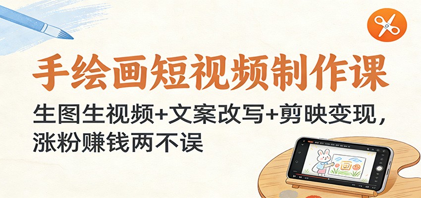 手绘画短视频制作课：生图生视频+文案改写+剪映变现，涨粉赚钱两不误-创客联盟