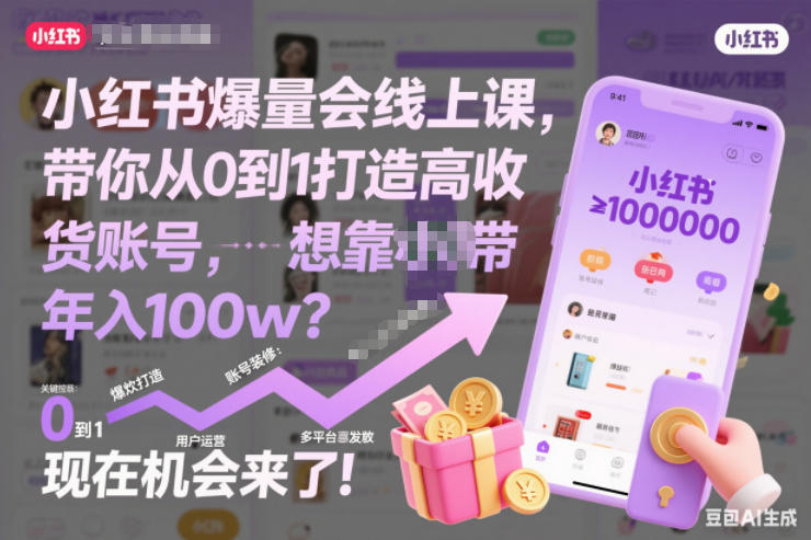 小红书爆量会线上课，带你从0到1打造高收益带货账号，想靠小红书带货年入100w？现在机会来了！(更新)-创客联盟