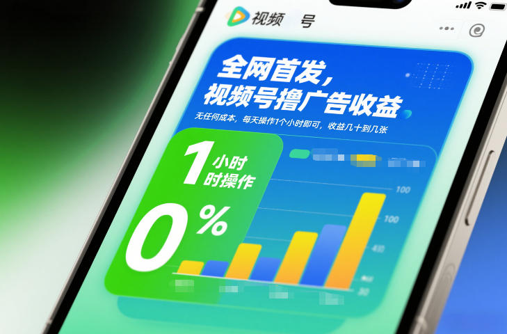 全网首发，视频号撸广告收益，无任何成本，每天操作1个小时即可，收益几十到几张-创客联盟