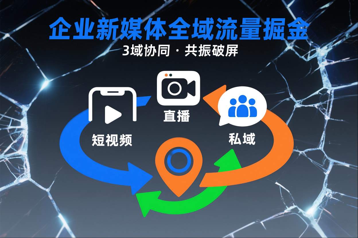 短视频全域商业模式,企业新媒体全域流量掘金,3域协同,共振破屏,短视频-直播-私域-地域-创客联盟