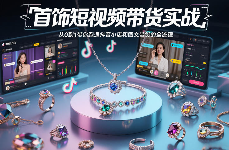 首饰短视频带货实战，从0到1带你跑通抖音小店和图文带货的全流程-创客联盟