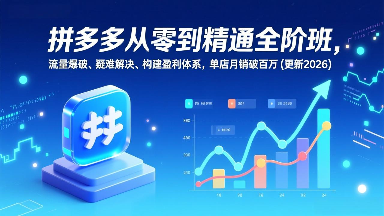 拼多多从零到精通全阶班，流量爆破、疑难解决，构建盈利体系，单店月销破百万(更新2026-创客联盟