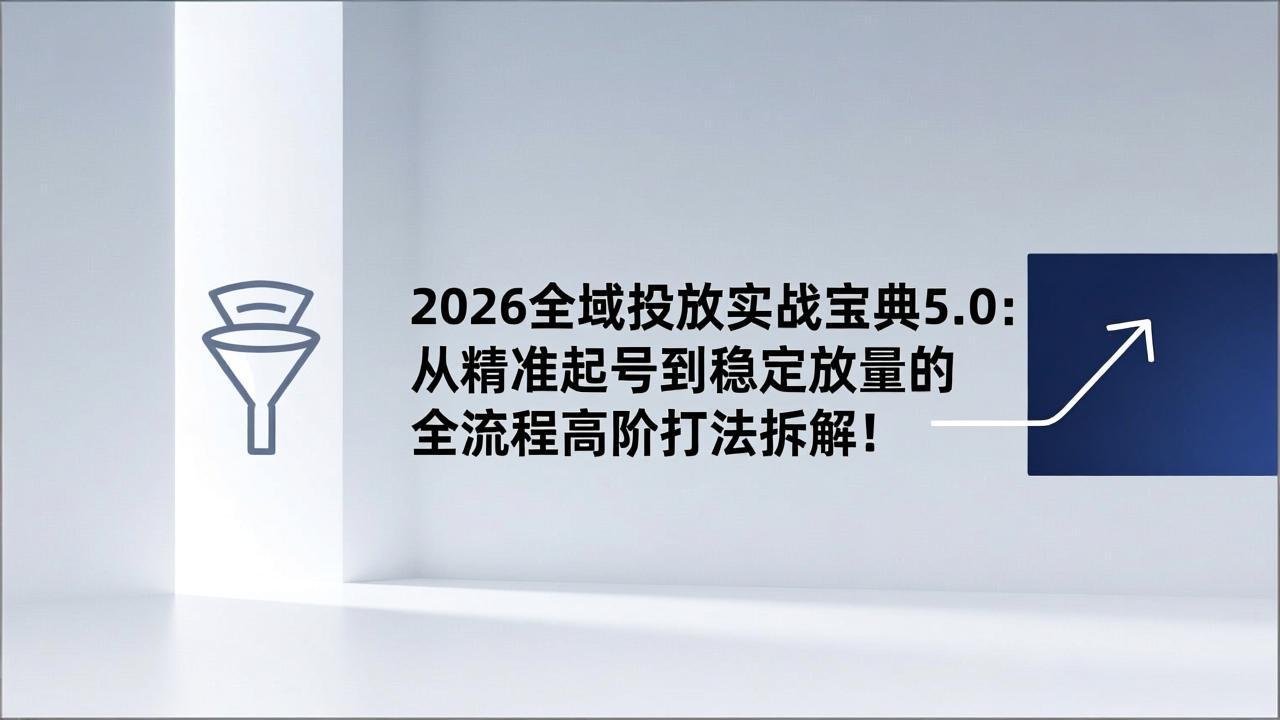 2026全域投放实战宝典5.0：从精准起号到稳定放量的全流程高阶打法拆解！-创客联盟