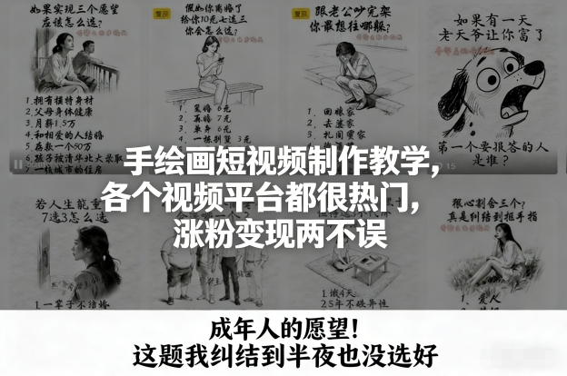 手绘画短视频制作教学，各个视频平台都很热门，涨粉变现两不误-创客联盟