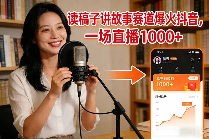 读稿子讲故事赛道爆火抖音，一场直播日入1000+-创客联盟