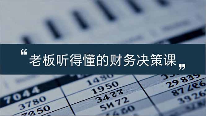 老板能听得懂的财务决策课，报表解读、数据洞察、风险识别，用财务驱动业务增长-创客联盟