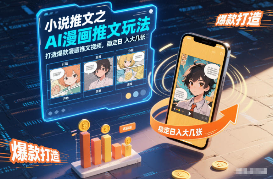 小说推文之AI漫画推文玩法，打造爆款漫画推文视频，稳定日入大几张-创客联盟