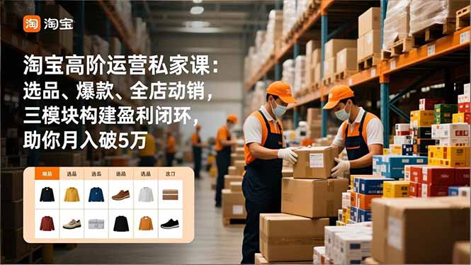 淘宝高阶运营私家课：选品、爆款、全店动销，三模块构建盈利闭环，助你月入破5万(更新12月-创客联盟