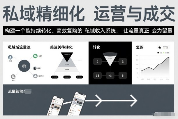 私域精细化运营与成交，构建一个能持续转化、高效复购的私域收入系统，让流量真正变为留量-创客联盟