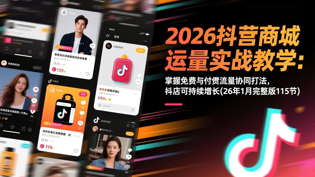 2026抖音商城运营实战教学：掌握免费与付费流量协同打法，抖店可持续增长(26年1月完整版115节-创客联盟