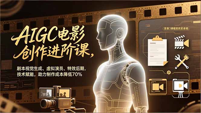 AIGC电影创作进阶课,剧本视觉生成、虚拟演员、特效后期,技术赋能,助力制作成本降低70%-创客联盟