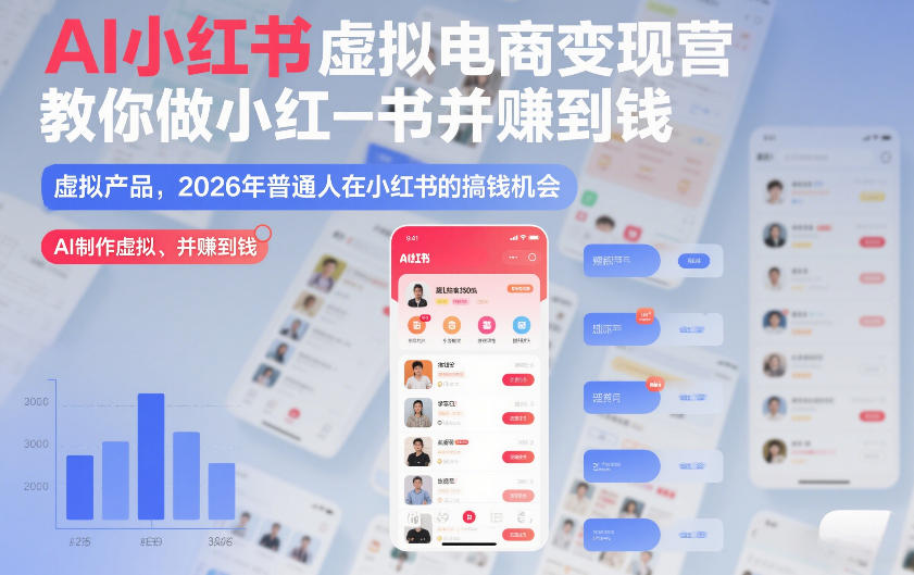 AI小红书虚拟电商变现营，教你做小红书并賺到钱，虚拟产品，2026年普通人在小红书的搞钱机会(更新中)-灵感工坊云网创