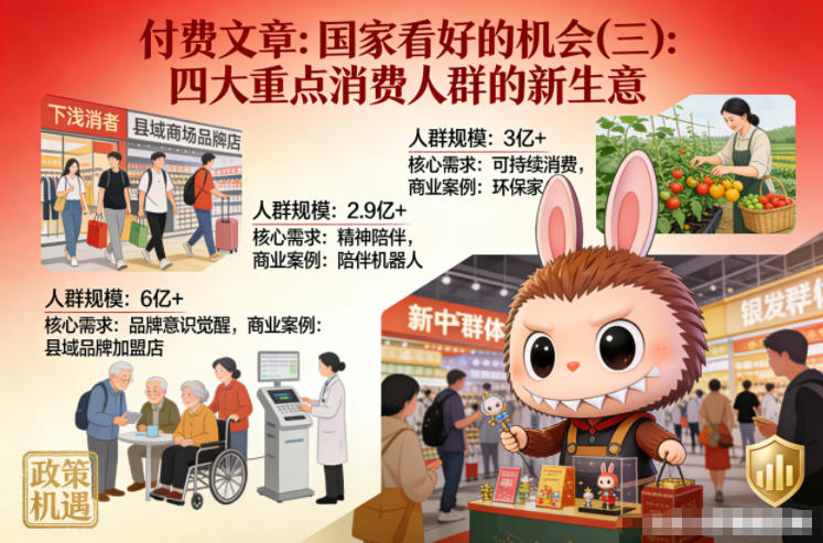 付费文章：国家看好的机会(三)：四大重点消 费人群的新生意-创客联盟
