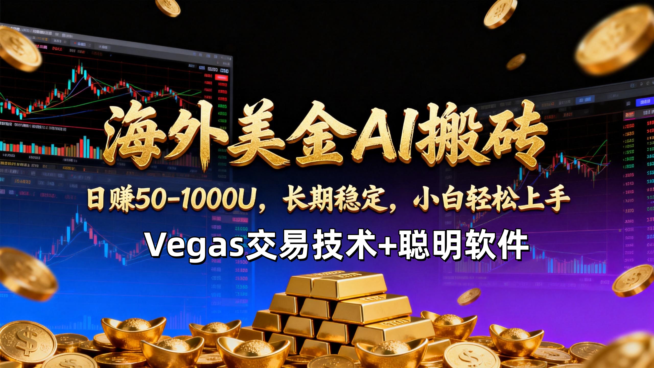 【海外美金AI搬砖】Vegas交易技术+聪明软件，日赚50-1000U，长期稳定，小白轻松上手。-创客联盟