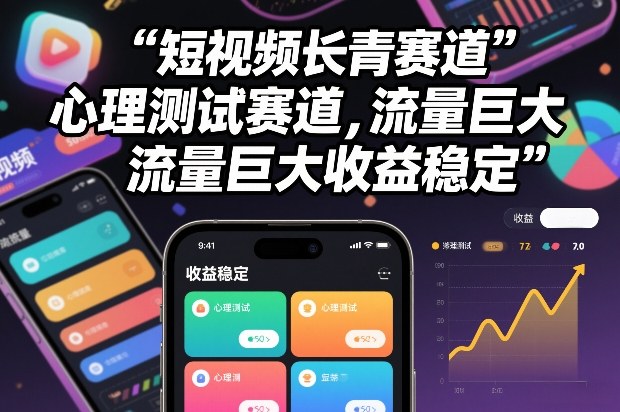 短视频长青赛道，心里测试赛道，流量巨大，收益稳定-创客联盟