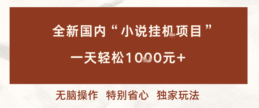 全新国内小说挂G项目，多窗口无脑跑，一天轻松1k+，特别省心【揭秘】-创客联盟