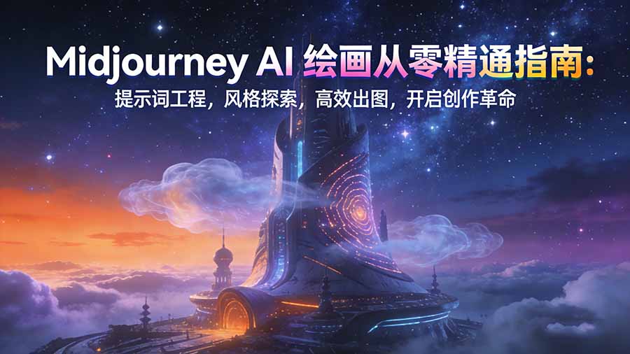 Midjourney AI绘画从零精通指南：提示词工程，风格探索，高效出图，开启创作革命-创客联盟