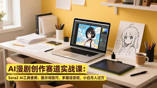 AI漫剧创作赛道实战课：Sora2 AI工具使用、提示词技巧、多路径变现，小白月入过万-创客联盟