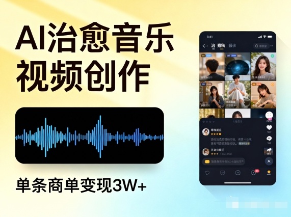 AI做治愈音乐视频，多平台投稿，单条商单变现3W+-创客联盟