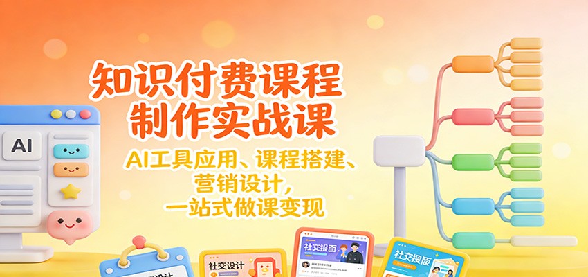 知识付费课程制作实战课：AI工具应用 、课程搭建、营销设计，一站式做课变现-创客联盟