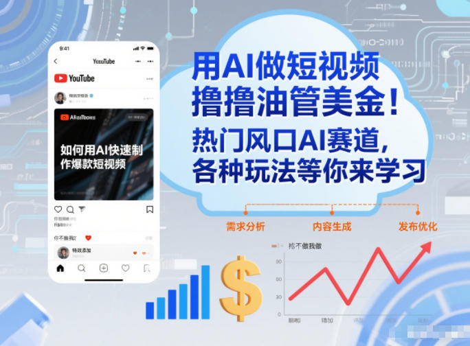 用AI做短视频撸油管美金，热门风口AI赛道，你不做我做，各种玩法等你来学习-创客联盟
