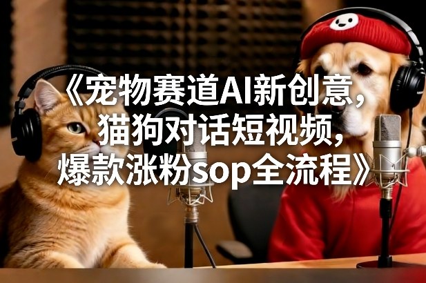 宠物赛道AI新创意，猫狗对话短视频，爆款涨粉sop全流程-创客联盟