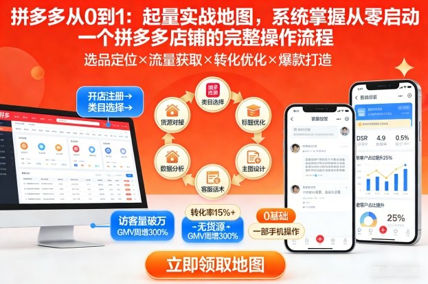 拼多多从0到1：起量实战地图，系统掌握从零启动一个拼多多店铺的完整操作流程-创客联盟