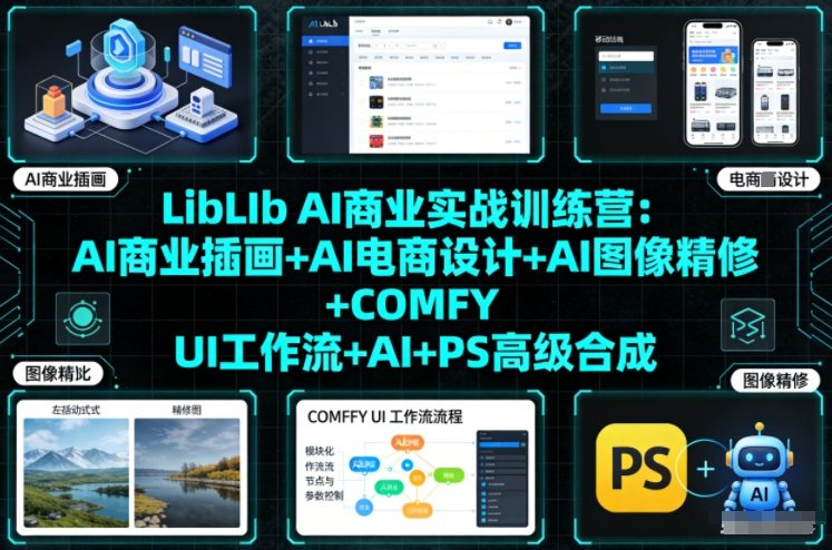 LibLIb AI商业实战训练营：AI商业插画+AI电商设计+AI图像精修+COMFY UI工作流+AI+PS高级合成-创客联盟