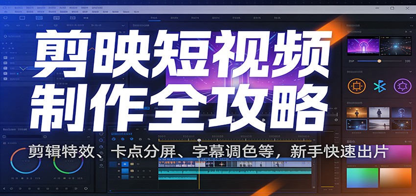 剪映短视频制作全攻略：剪辑特效、卡点分屏、字幕调色等，新手快速出片-创客联盟