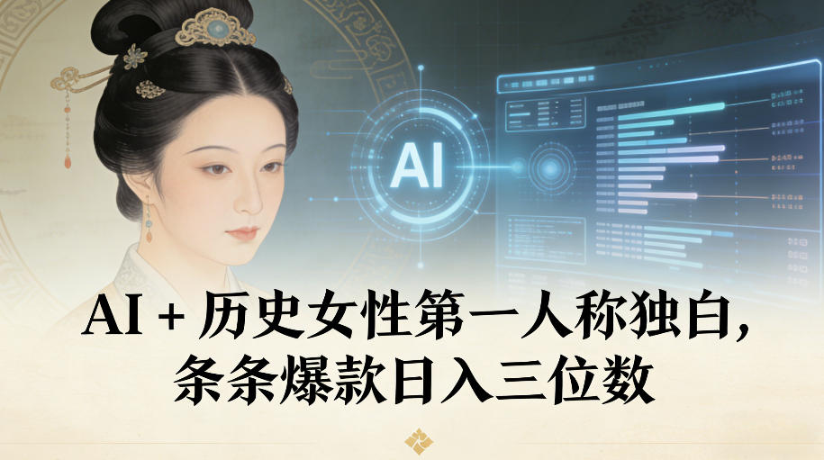 AI+历史女性第一人称独白，条条爆款日入三位数-创客联盟