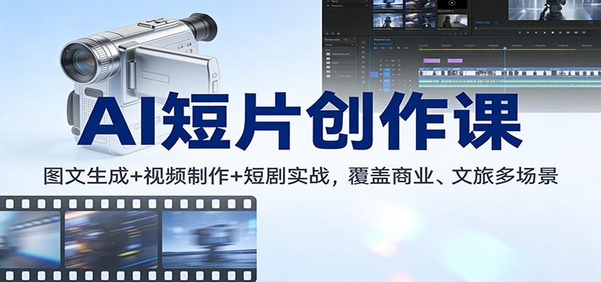 AI短片创作课：图文生成+ 视频制作+短剧实战，覆盖商业、 文旅多场景-创客联盟