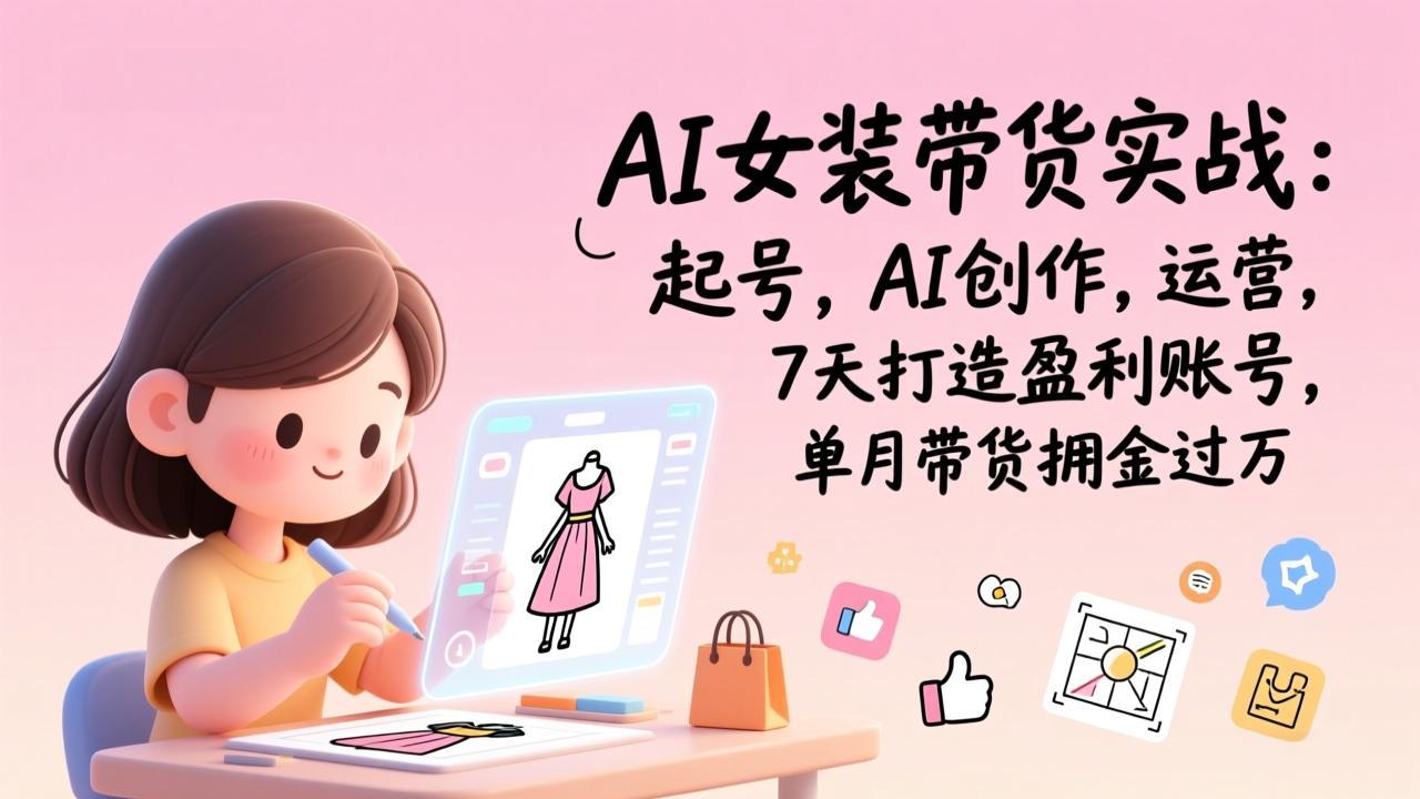 AI女装带货实战：起号，AI创作，运营，7天打造盈利账号，单月带货佣金过万-创客联盟