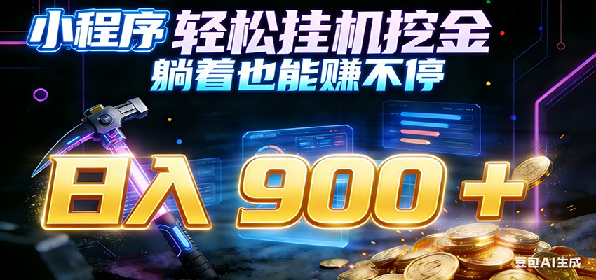 小程序挂机挖金，自动赚金币换现金，多号并行日入900+，轻松搞副业-创客联盟