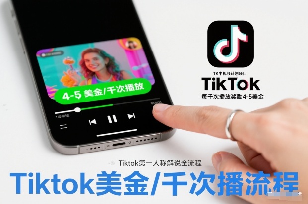 TK中视频计划项目，Tiktok第一人称解说流程，每干次播放奖励4-5美金-创客联盟