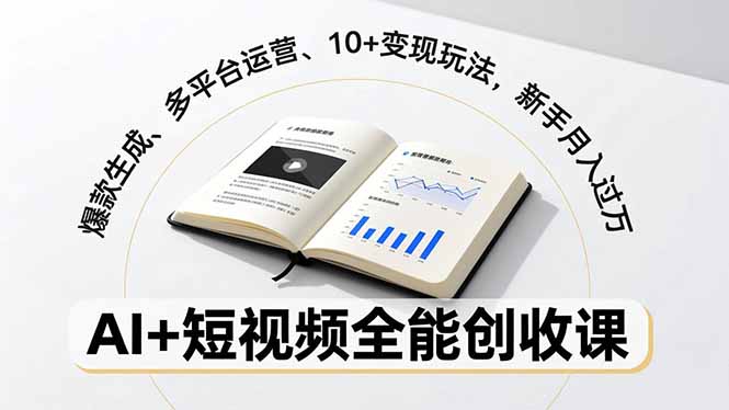 AI+短视频全能创收课，爆款生成、多平台运营、10+变现玩法，新手月入过万-创客联盟