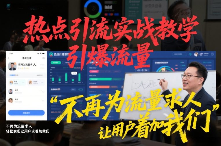 热点引流实战教学，引爆流量，不再为流量求人，轻松实现让用户求着加我们-灵感工坊云网创