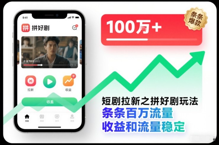 短剧拉新之拼好剧玩法,条条百万流量,收益和流量稳定-创客联盟