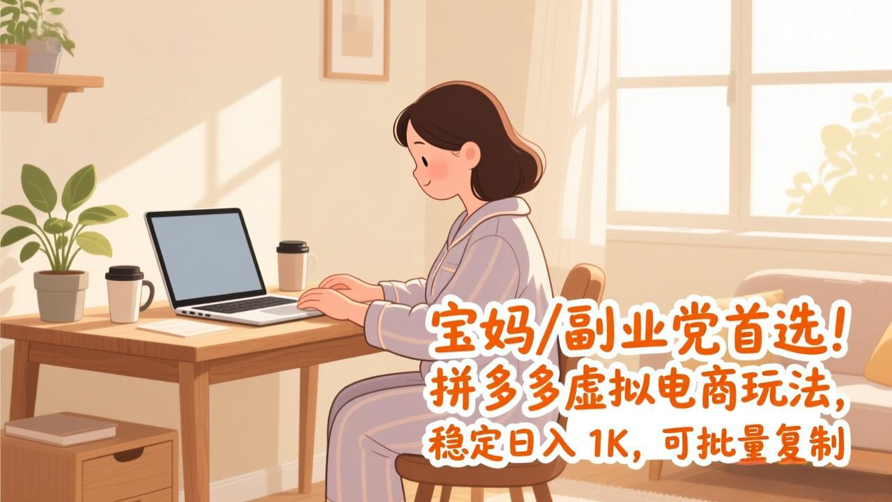 宝妈 / 副业党首选！拼多多虚拟电商玩法，稳定日入 1K，可批量复制-创客联盟